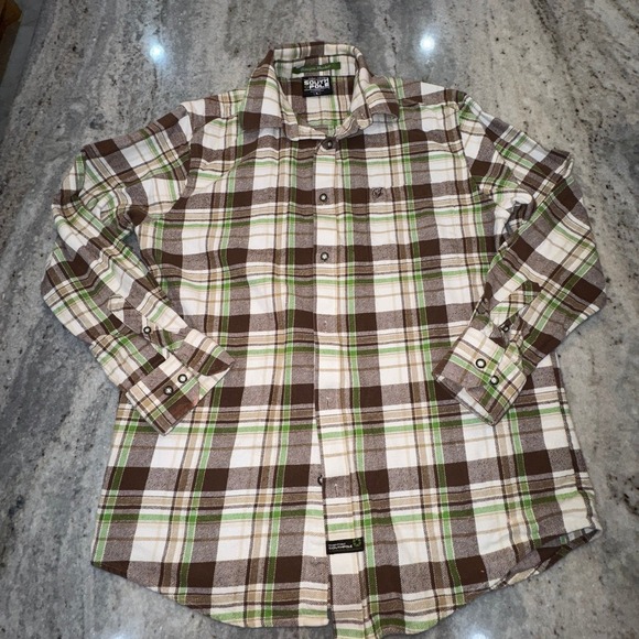 Southpole Other - Y2K‎ South Pole Large Flannel Plaid Button Down Long Sleeve Brown Green Shirt